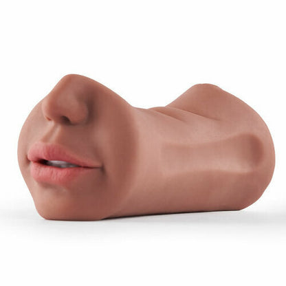 3 in 1 Tanned Lifelike Face Pocket Pussy Blowjob Masturbator Stroker