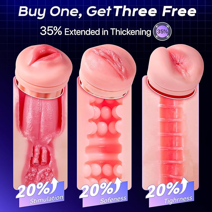Sexoralab -3 Sleeves Sets AI Sync Pocket Pussy Penis Pump with 9 Sucking & 9 Vibrating