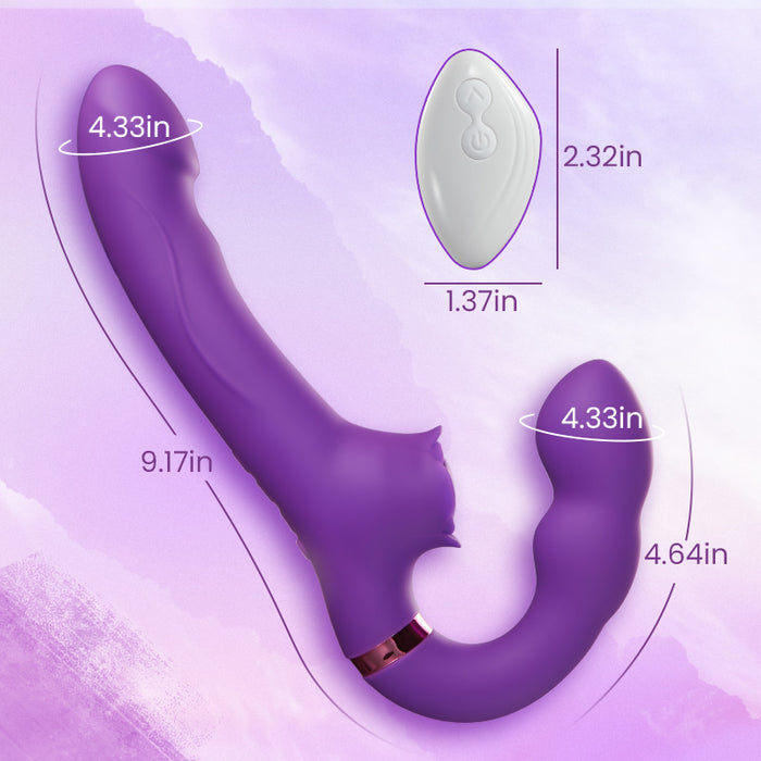Buyging™ Strapless Strap-On G-Spot Dildo Vibrator With 10 Tapping Vibrating Modes