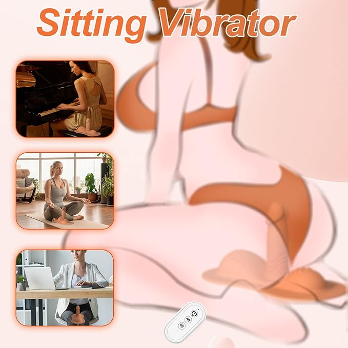 Remote control sit-down retractable vibrating dildo with 3 powerful motors and 20 vibration combinations