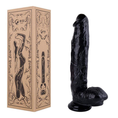 12 Inch Long Black Sucktion Cup Realistic Dildo