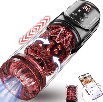 😍 Male Masturbator Penis Pump - Male Sex Toys for Men Sex Toy Pocket Pussy LCD with APP Stroker Adult Toys with 7 Thrusting 7 Rotating 5 Sucking Modes Vacuum Pumps & Enlargers🎁