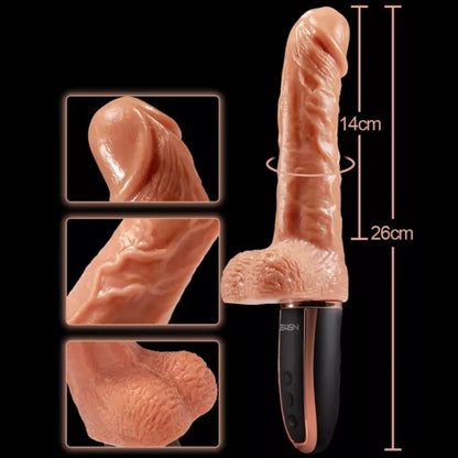 JEUSN Heating 10 Vibrating Telescoping Realistic Dildo