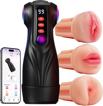 Sexoralab -3 Sleeves Sets AI Sync Pocket Pussy Penis Pump with 9 Sucking & 9 Vibrating