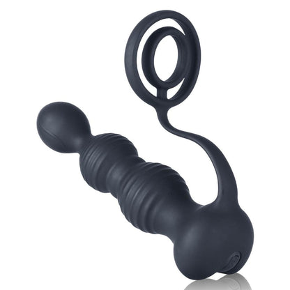2 In 1 10-Speed Vibration Anal Beads with Cock Ring
