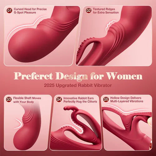 Sexoralab™10*10 Vibrating Innovative Hollow Ears Design Dual Motor Buniva Rabbit Vibrator