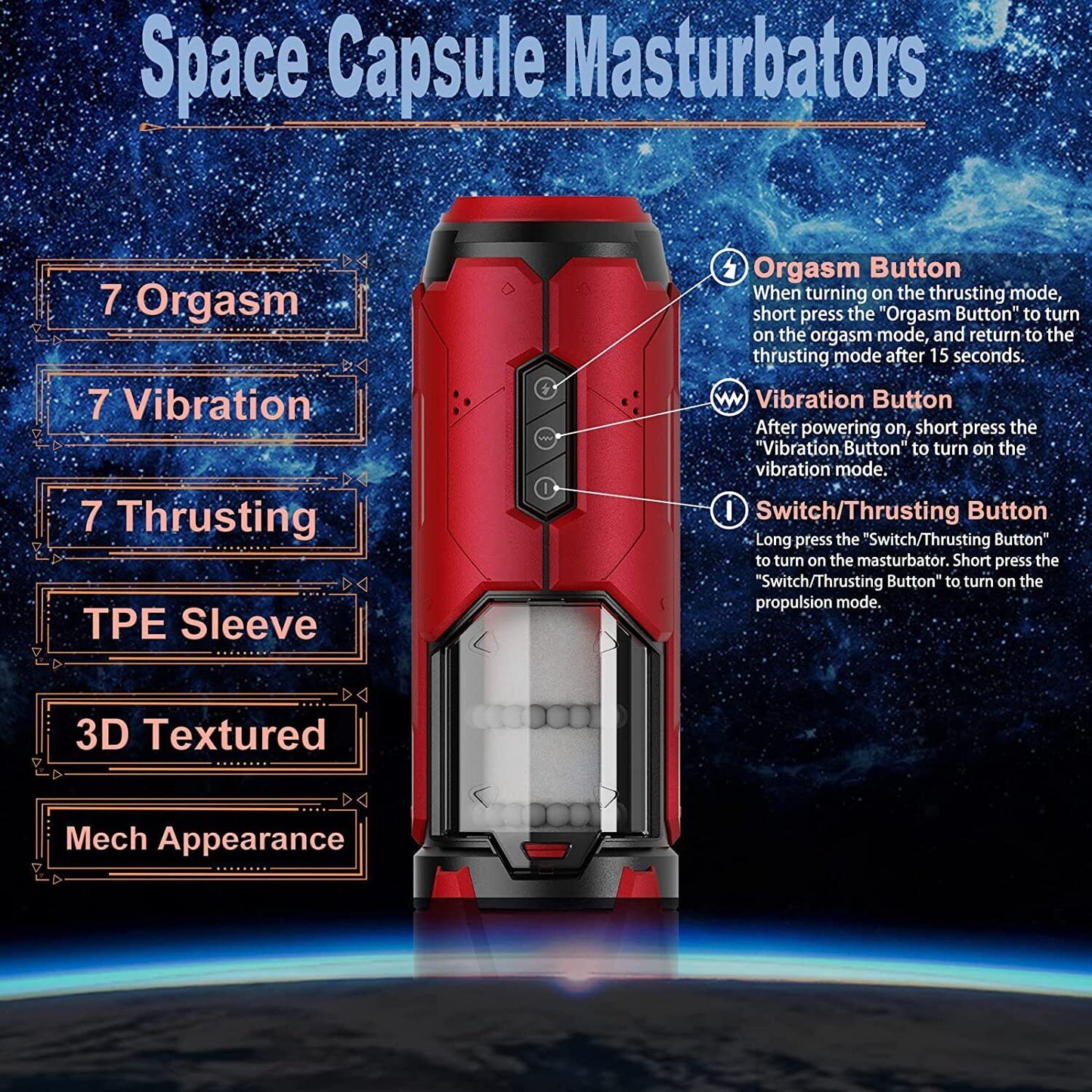 [Confidential delivery]Male Masturbaters Automatic Handsfree Thrusting Cup Vibrated Stroker Lubricants