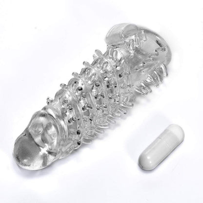 5.5 Transparent thicken lengthen vibrating penis sleeve