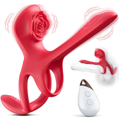 🎁2025 Epic Vibrating Couple Penis Sleeve💥- 😍5-in-1 Rose Love💖
