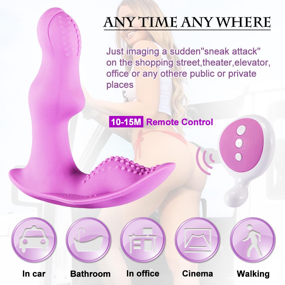Silicone G-Spot Butterfly Remote Dildo Vibrating Wearable Vibrator