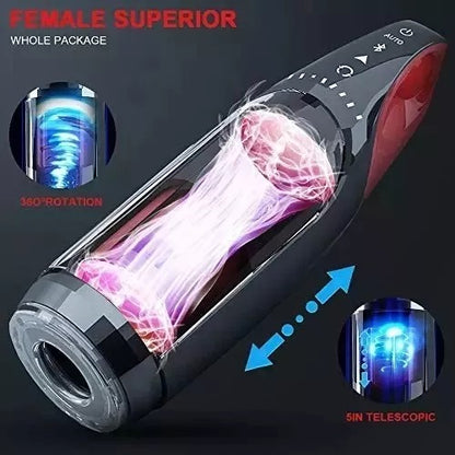 Sexoralab New Bluetooth-controlled automatic retractable THE KING rotating male masturbator