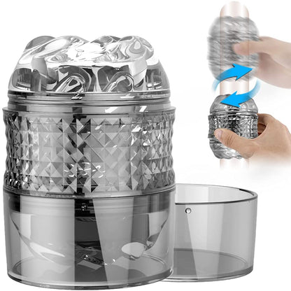 Portable Pleasure Stroker Open-Ended Detachable Pocket Pussy Male Masturbator Cup with Crystal Spiral Ribbed Tunnel,Blowjob Male Sex Toys for Men and Couples