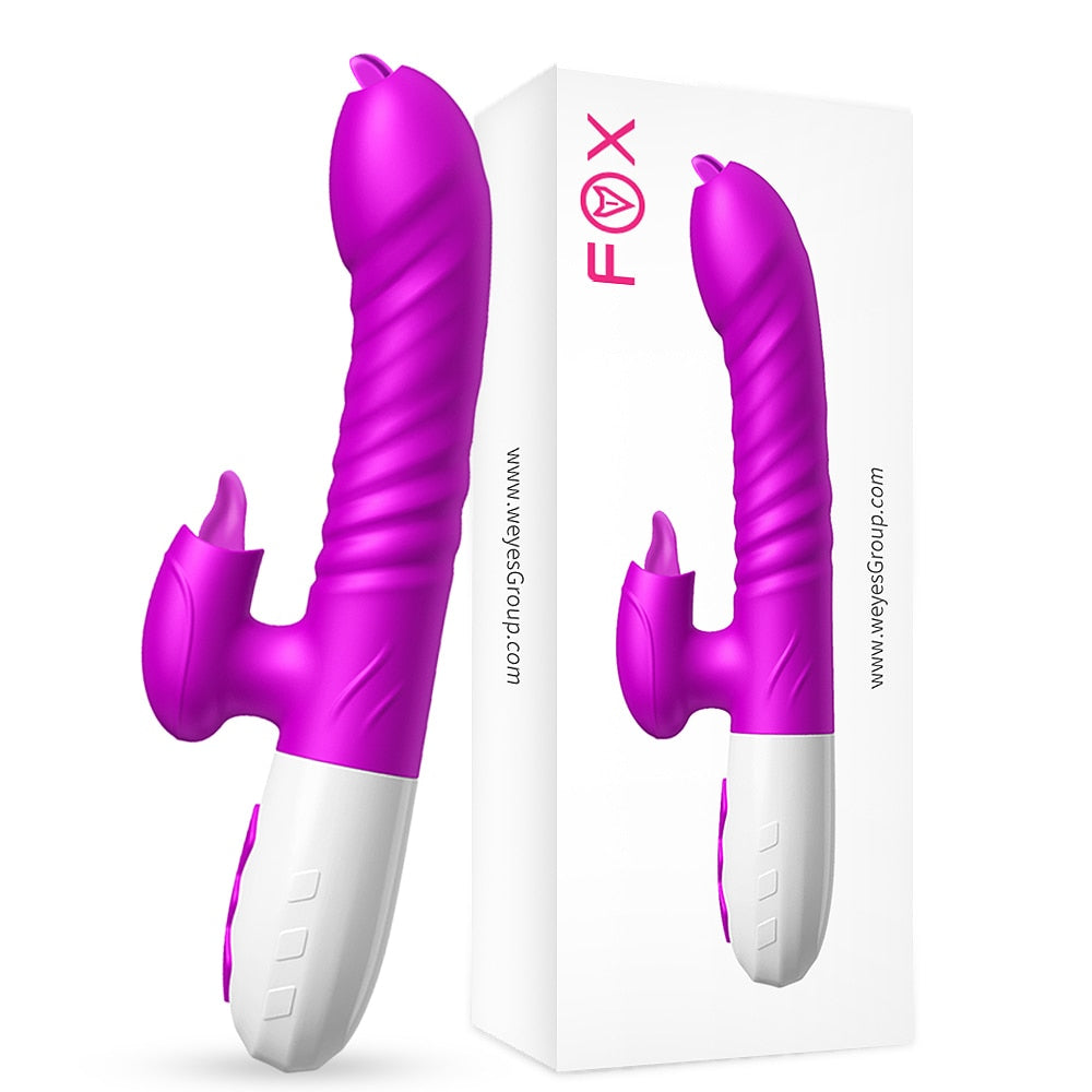 Double Tongue Vibrating dildo with Telescopic Rotating vibrators for woman Anal vaginal Clitoris Stimulator Adult suck sex toys