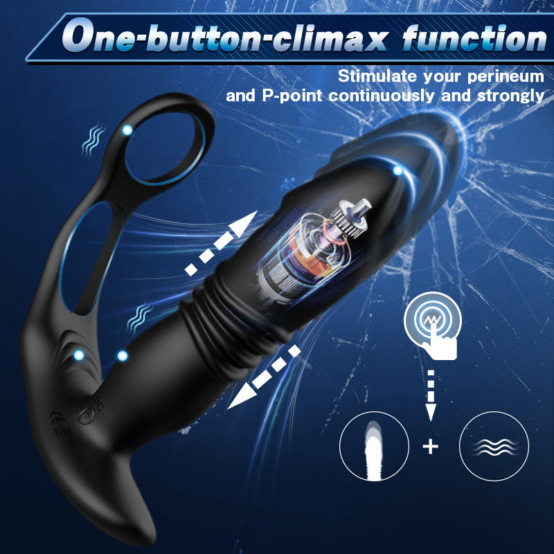 12 Vibrating 3 Thrusting  Dual Cock Rings Prostate Massager