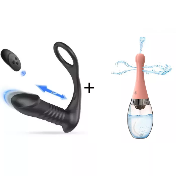 10 Vibrating 3 Thrusting Remote Control Anal Vibrator