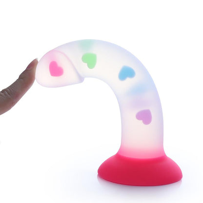 Transparency Luminous Heart Suction Dildo