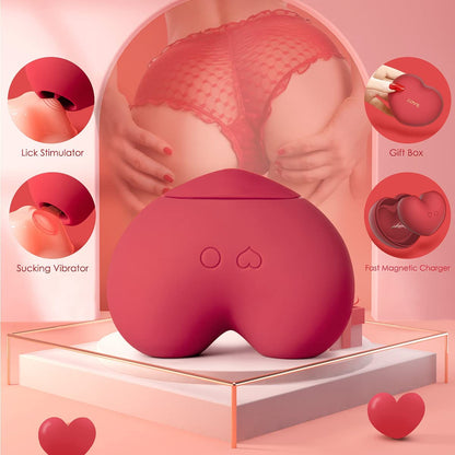 ToyCod Clitoral Sucking Tongue-Licking Vibrator - 10 Suctions +10 Licking Modes with Portable Rechargeable Heart Shape Case