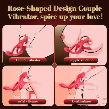 🎁2025 Epic Vibrating Couple Penis Sleeve💥- 😍5-in-1 Rose Love💖