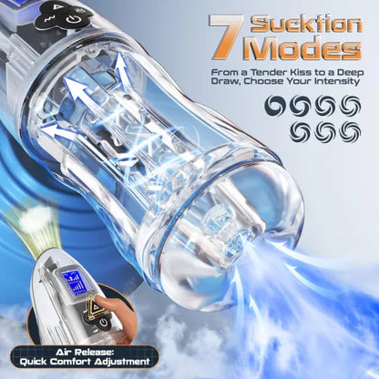 😍 2025 Hot-Selling New Masturbator 🚀 – 💋 Fully Transparent Vibrating, Sucking, and Moaning Male Masturbator 🎁