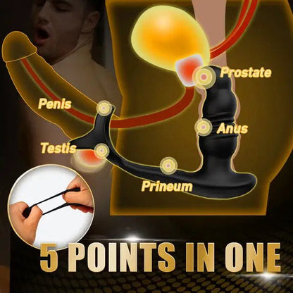 7 Vibrating 3 Thrusting Anal Massager with Cock Ring