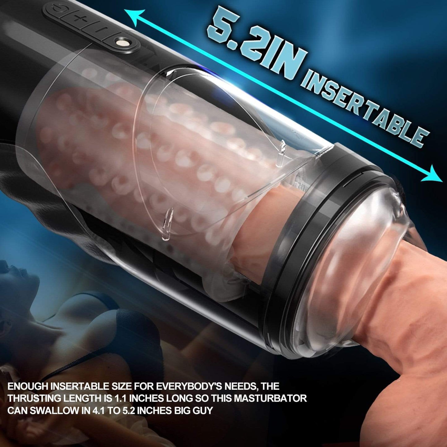 Telescoping Rotating 8 Modes Vision Window Masturbation Cup