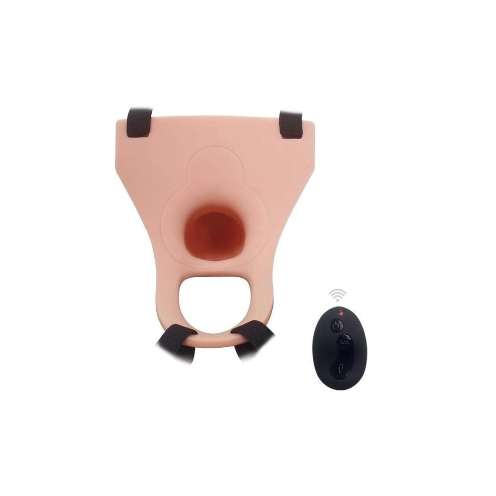 6.7  Remote 10 Vibrating Hollow Strap-On Dildo