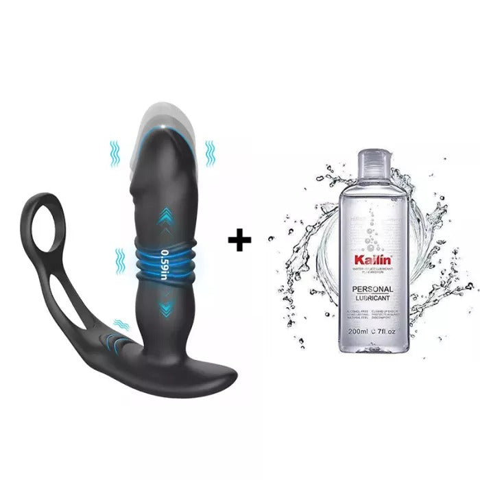 12 Vibrating 3 Thrusting Dual Cock Rings Prostate Massager