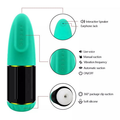 Bullet-shaped Silicone Exterior Sucking Vibration Voice Masturbator