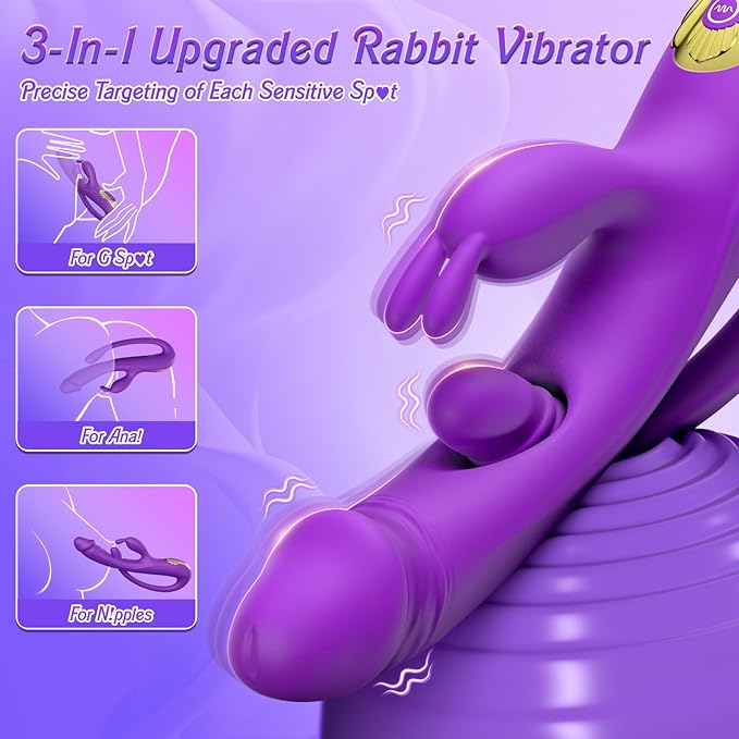 Sexoralab™Newest 3-in-1 Rabbit G-spot Vibrator with 10 Flapping Vibrating & 7 Licking Sucking Modes