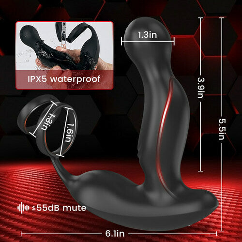 Buyging™ 3-IN-1 Prostate Massager With 11 Vibrations With Dual Cock Rings