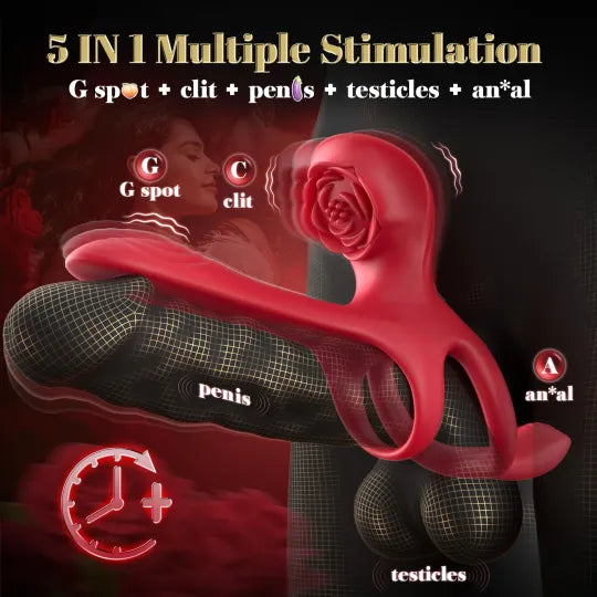 🎁2025 Epic Vibrating Couple Penis Sleeve💥- 😍5-in-1 Rose Love💖