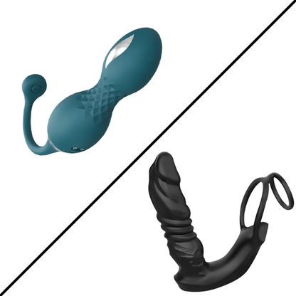 Sexoralab™ APP Control 9 Vibrating Thrusting Prostate Massager With Dual Cock Rings