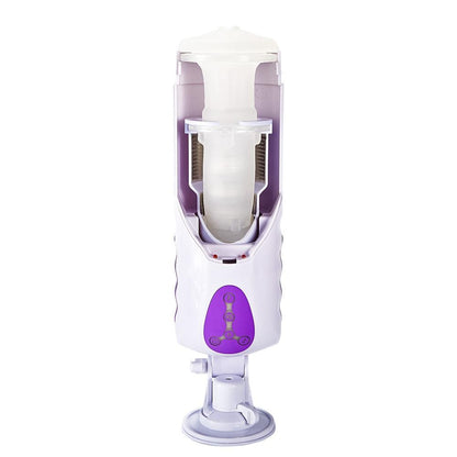 Purple-White 10-Frequency Telescoping 10 Speeds Voice Masturbation Cup