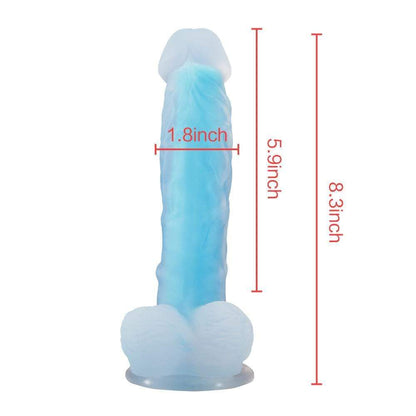 Clear-Blue Fluorescent Realistic Dildo