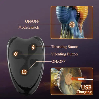 Animal Texture 7 Thrusting Vibrating Big Sucker Monster Dildo 10.23 Inch