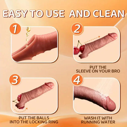 Sexoralab™ APP Controlled 9 Vibrating Penis Extender Sleeve With Cock Ring