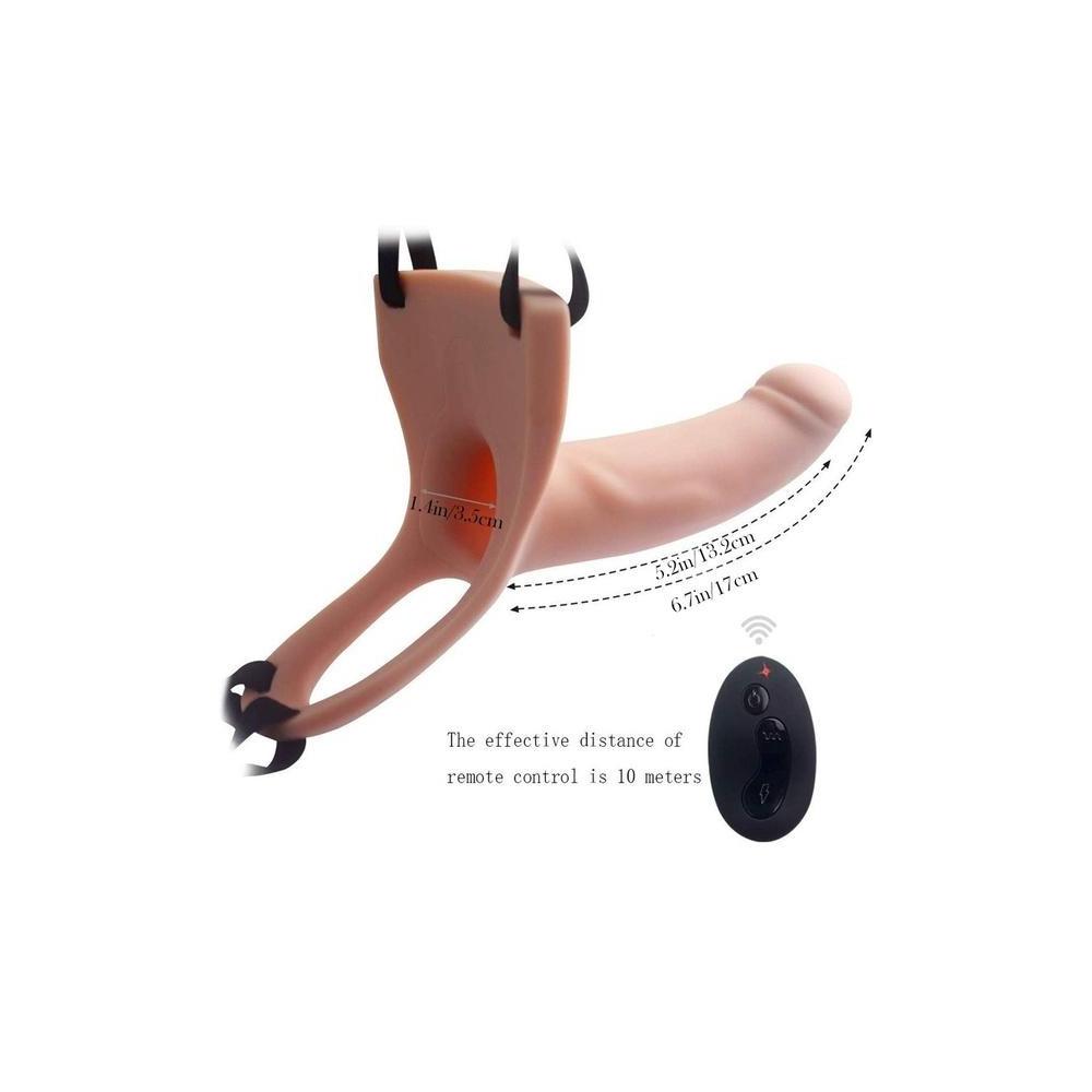 6.7  Remote 10 Vibrating Hollow Strap-On Dildo