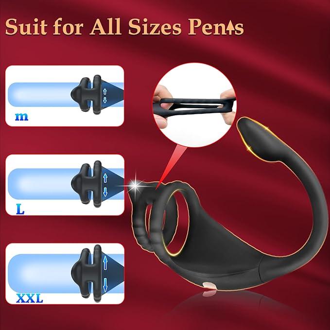 Vibrating penis ring stain stimulator with mini bullet, remote control, anal plug, prostate massager