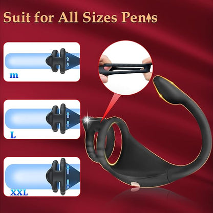 Vibrating penis ring stain stimulator with mini bullet, remote control, anal plug, prostate massager