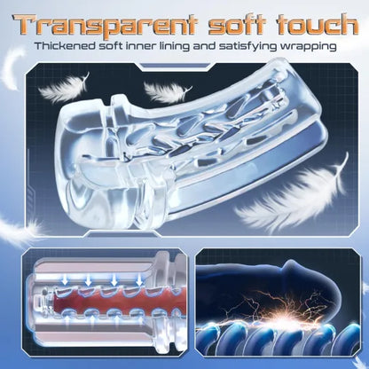 😍 2025 Hot-Selling New Masturbator 🚀 – 💋 Fully Transparent Vibrating, Sucking, and Moaning Male Masturbator 🎁