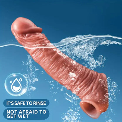 Sexoralab™ APP Controlled 9 Vibrating Penis Extender Sleeve With Cock Ring