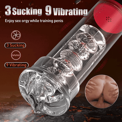 S-HAND 9 Vibrating 9 Sucking Male Masturbator Penis Enlargement Pump