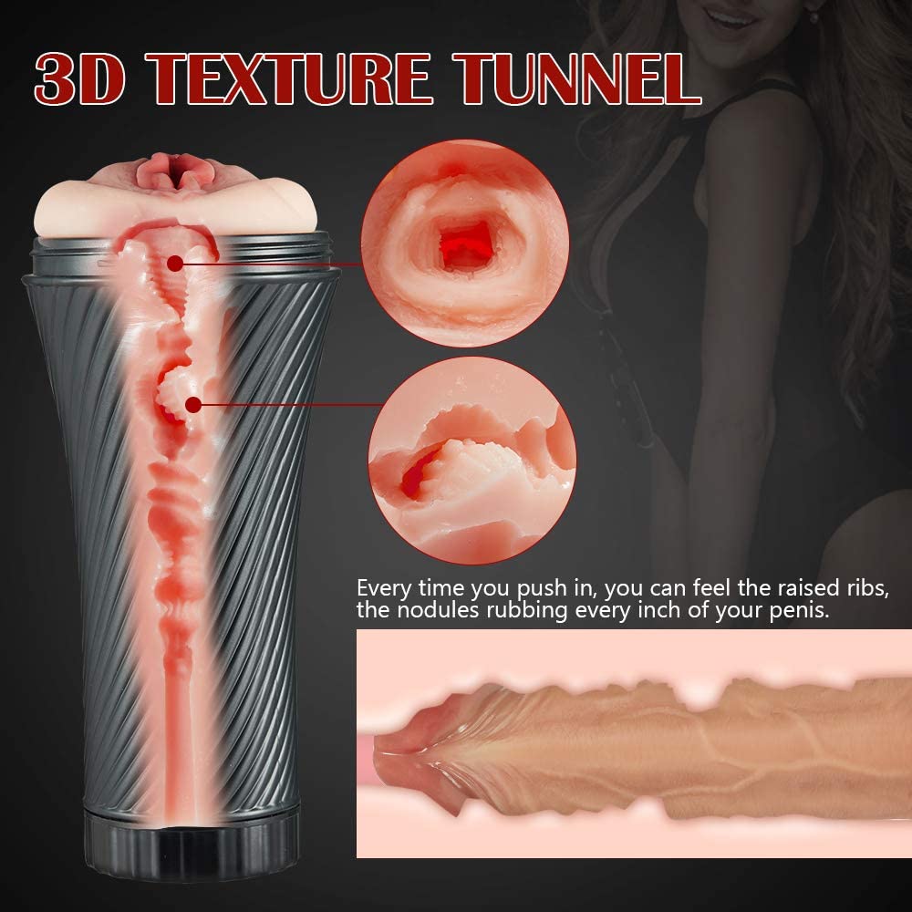 2 in 1 Thrill Realistic Textured Vagina Pocket Pussy Stroker