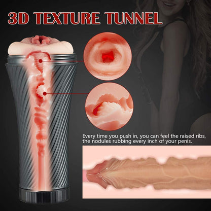 2 in 1 Thrill Realistic Textured Vagina Pocket Pussy Stroker