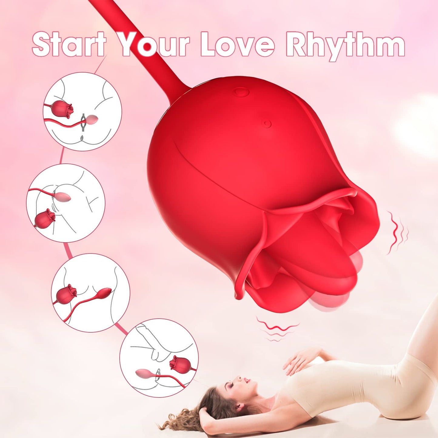 2 in 1 Nipple Sucker Oral Sex  Toy Rose Vibrator for Women