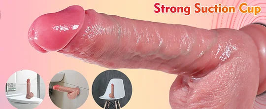 Dildo s vakuumskom čašicom Power Thrust - Realistični silikonski dildo sa 7 postavki pritiska i 10 funkcija vibracije i grijanja za stimulaciju G-točke, analnu i vaginalnu stimulaciju