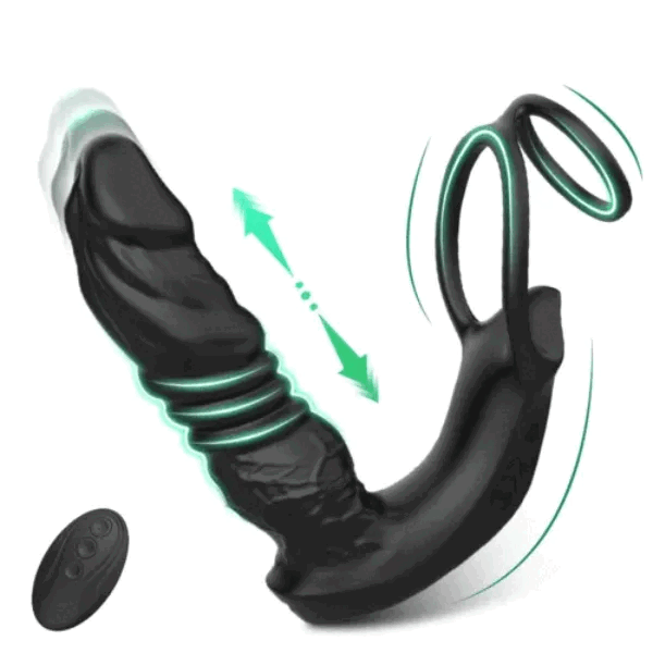 Buyging™ APP Control 9 Vibrating Thrusting Prostate Massager With Dual Cock Rings