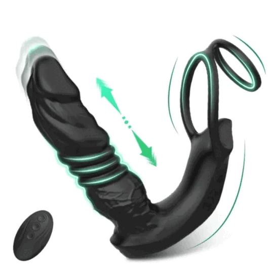 Buyging™ APP Control 9 Vibrating Thrusting Prostate Massager With Dual Cock Rings