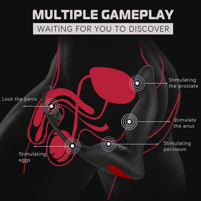 3IN1 Remote Control Prostate Massager With Penis Ring