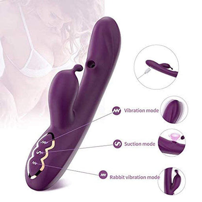 Dual Motor 7 Vibration 7 Suction Rabbit G Spot Vibrator